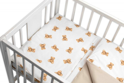 Mantinel s povlečením do postýlky 3dílná bílá sada Míša, bavlna Baby Nellys