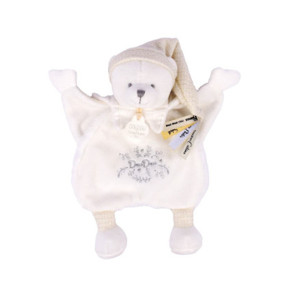 Dárková sada Plyšový muchláček medvídek s čepičkou béžový 25 cm Doudou