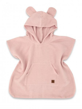 Dětské mušelínové pončo lux s kapucí Teddy rychleschnoucí pudrově růžové