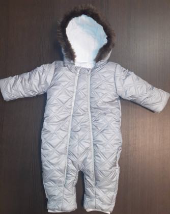 Kombinéza s kapucí a kožíškem Baby Nellys ®prošívaná Sv. šedá