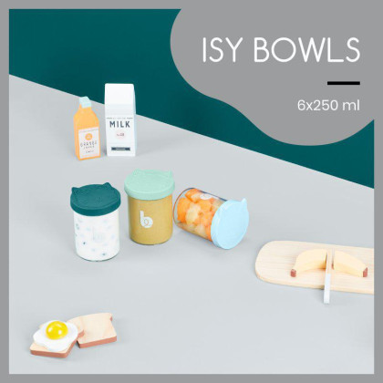 Skleněné misky s víčky ISY Bowls 6 x 250 ml Babymoov