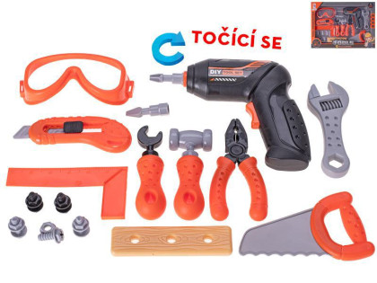 Sada nářadí 16 ks s vrtačkou 17 cm na baterie