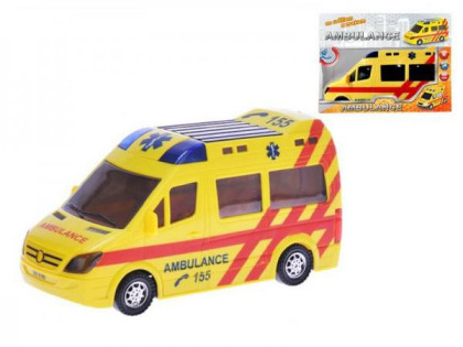 Auto Ambulance plast 21cm narážecí na baterie se světlem a zvukem