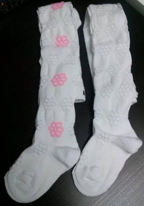 Dětské punčocháče Design Socks vel. 1 (12 - 24 měs) BÍLÉ S VELKÝMI KYTIČKAMI