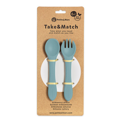 Příbor silikonový Take & Match 6 m+ Petite & Mars