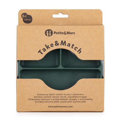 Talířek silikonový dělící kulatý Take&Match 6 m+ Petite & Mars