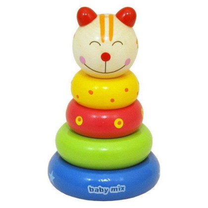 Dřevěná hračka Baby Mix - věž 18+ Kočička