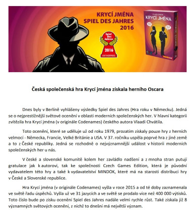 Krycí jména - Mindok společenská hra