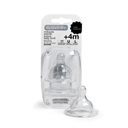 Suavinex Savička širokohrdlá Silikon UNI/L (rychlý průtok) od 4m - 2 ks