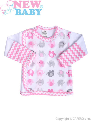 Kojenecká košilka New Baby Sloník bílo-růžová vel. 62