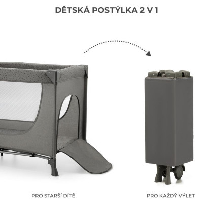 Postýlka cestovní Joy 2 Dark grey Kinderkraft
