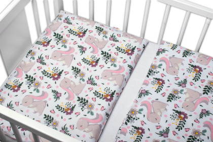 3-dílná sada Mantinel s povlečením Králíček na louce růžová/bílá Baby Nellys