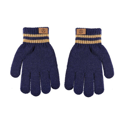 Dětské pletené prstové rukavice s nášivkou 6 - 8 let