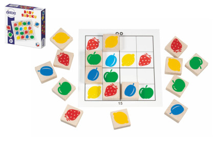 Baby sudoku logická hra dřevo 25 ks Detoa