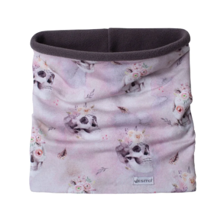 Zimní nákrčník Lebka růže růžová Esito 