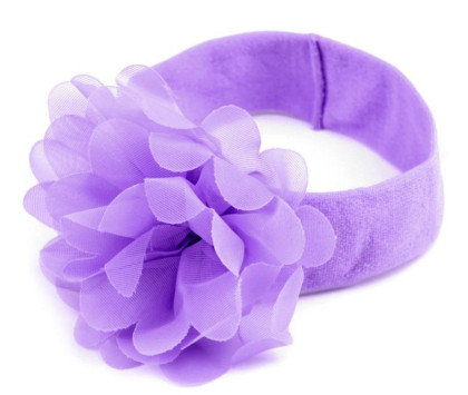 Dětská elastická čelenka s květem fialová