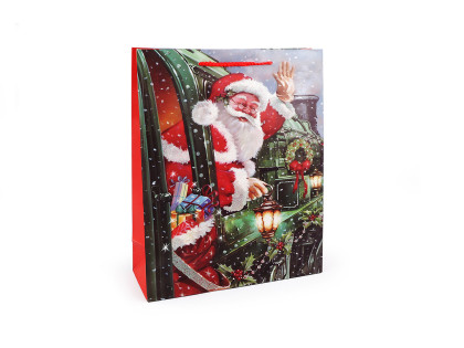 Vánoční dárková taška s glitry 18 x 23 x 8 cm Santa 2
