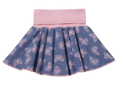 Sukně MKcool modrá denim/starorůžová/motýlek