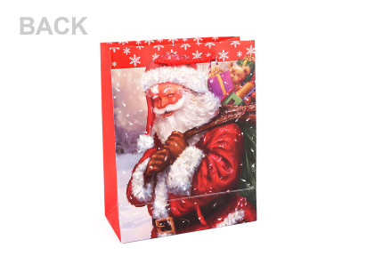 Vánoční dárková taška s glitry 18 x 23 x 8 cm Santa 3