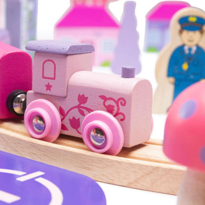 Dřevěná velká vláčkodráha princezny Bigjigs Rail