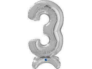 Fóliový balónek stojící stříbrná 64 cm číslice