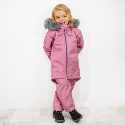 Dívčí zimní softshellový kabát s beránkem Antique pink Esito Vel. 104 NOŠENÝ