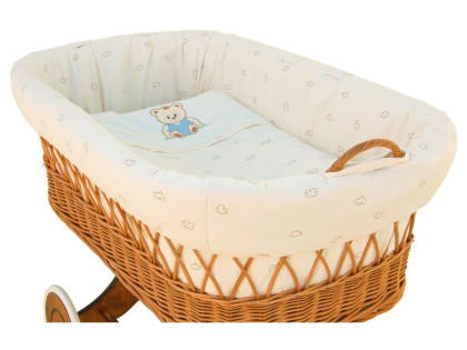 6 dílná souprava povlečení do proutěného koše Méďa béžová