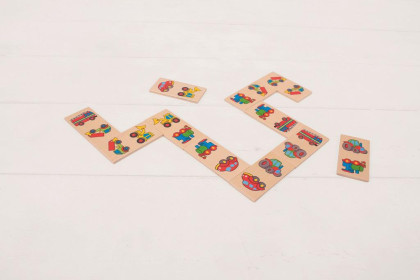 Dřevěné domino dopravní prostředky Bigjigs Toys