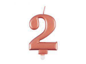 Svíčka dortová rosegold metalická