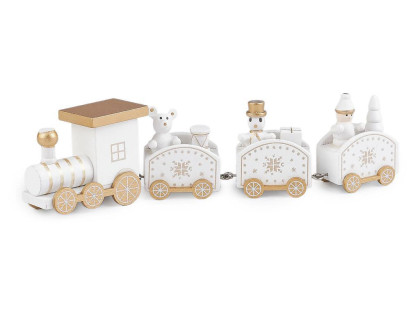 Dřevěný vláček k vánočnímu aranžování bílý