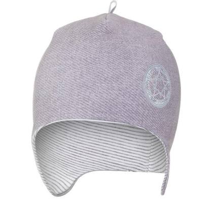 Čepice laponka podšitá JEANS Outlast ® - šedá/pruh bílošedý melír