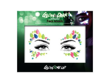 Samolepicí kamínky na obličej svítící ve tmě - UV kočičí oči