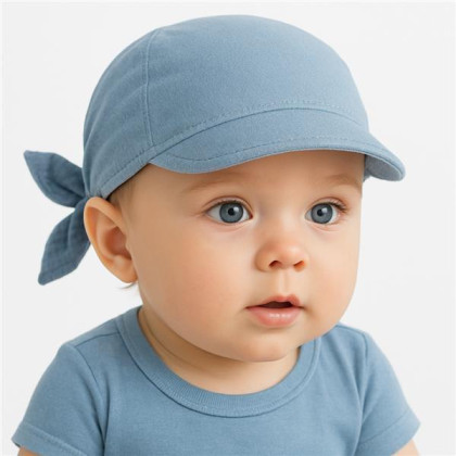 Dětský letní mušelínový šátek s kšiltem blue New Baby
