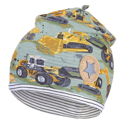 Čepice podšitá Outlast® Zelená stavební stroje/pruh bíločerný