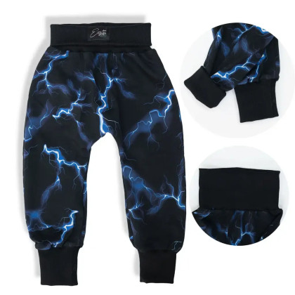 Dětské tepláky s vysokým pasem Blesk - černá Esito