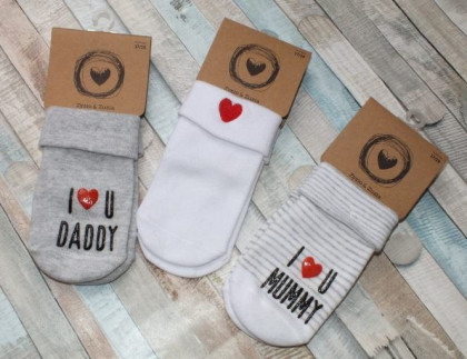 Sada 3 ks -ponožky I love bílé/šedé