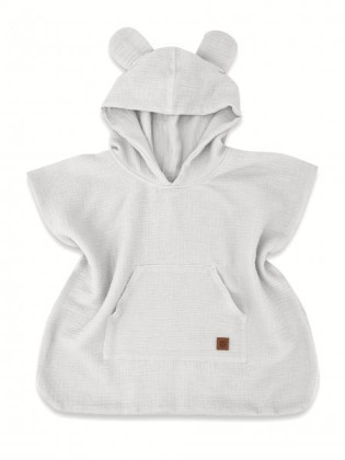 Dětské mušelínové pončo lux s kapucí Teddy rychleschnoucí šedé