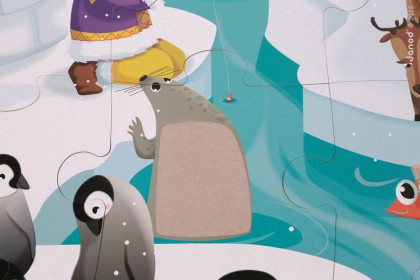 Puzzle dotykové Život na ledě s texturou 20 ks Janod