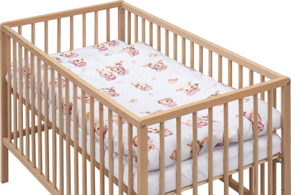 Dětská postýlka s kompletní výbavou přírodní 120 x 60 cm Králíček růžový Scarlett