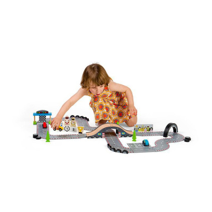 Dřevěná autodráha závodní den Bigjigs Rail