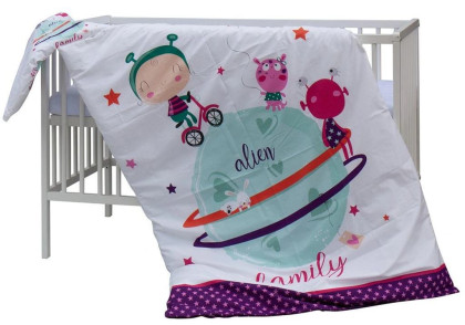 Dětská postýlka bílá s kompletní výbavou 120 x 60 cm Moly Scarlett