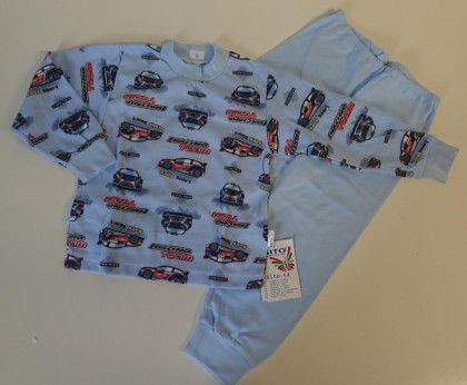 Bavlněné pyžamo auta rally sv. modré vel. 92