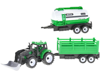 Traktor nakladač 17 cm na setrvačník + 2 vlečky 