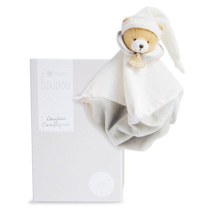 Dárková sada Plyšový muchláček šedý Medvídek 25 cm Doudou