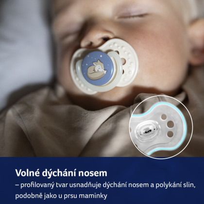 Dudlík svítící silikonový dynamický Night & Day 0 - 6 m, 2 ks Lovi