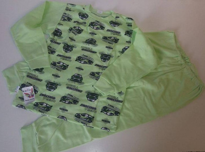 Bavlněné pyžamo auta zelené vel. 116