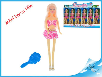 Panenka kloubová 29cm plážová měnící barvu vlasů s doplňky