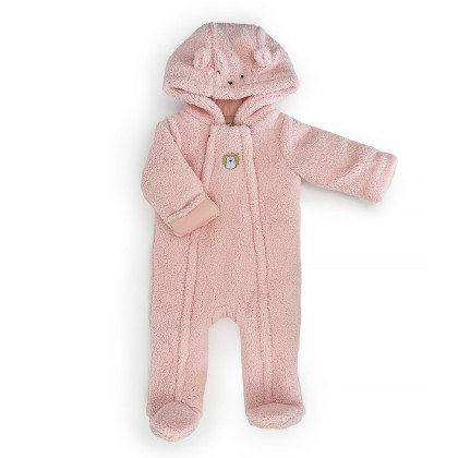 Zimní dívčí kojenecká kombinéza, kapuce s ušima Pidilidi Pink 