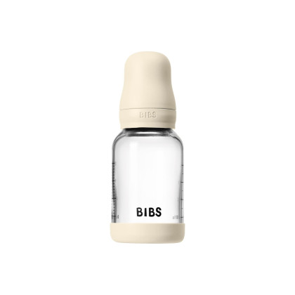 Antikoliková skleněná láhev s kaučukovým dudlíkem 120 ml Bibs