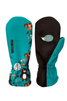 Dětské softshellové rukavice Medvědi Tyrkysová